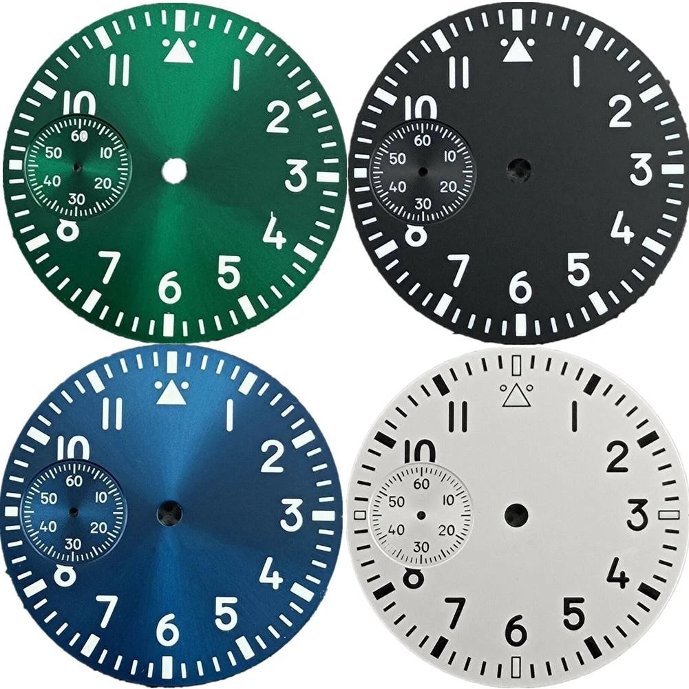 37mm Green Luminous Watch Dial Plate Replacement For Eta 6497 St3600