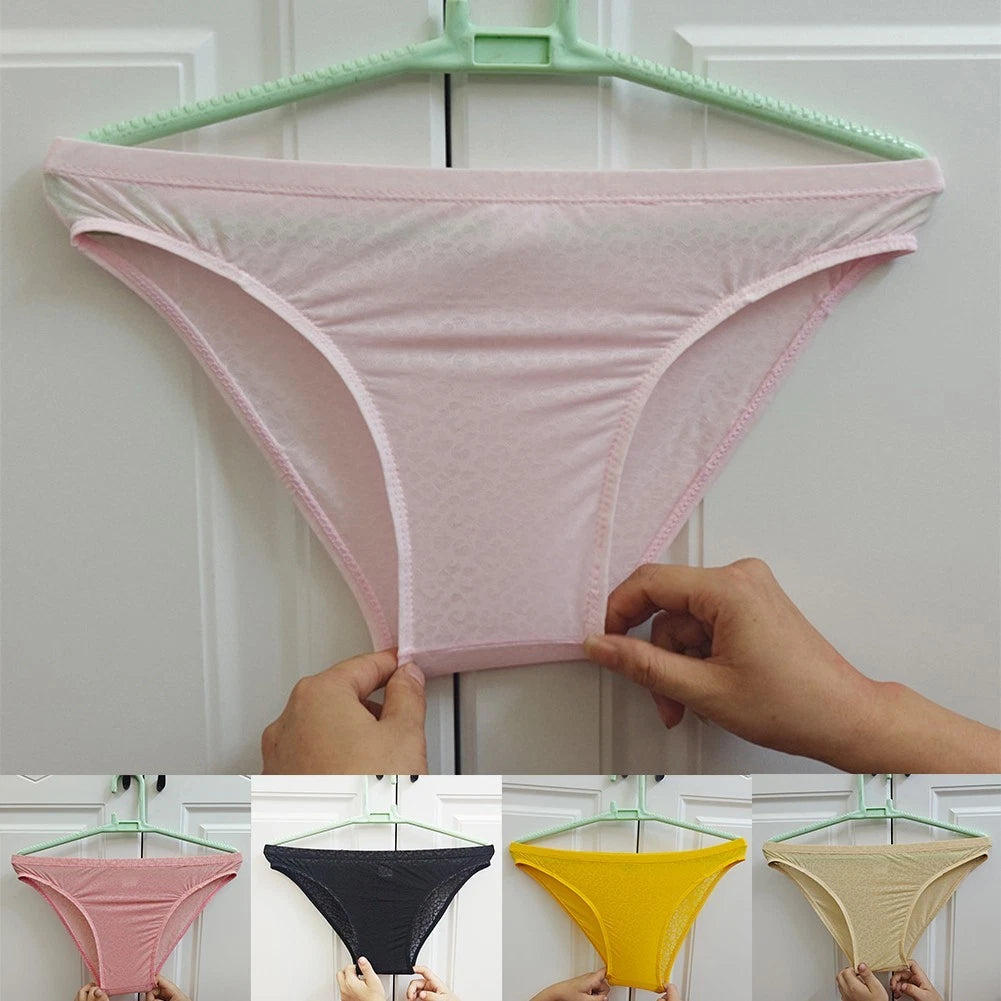 Stylish Men Low Waist Underpants With Jacquard Texture And Breathable