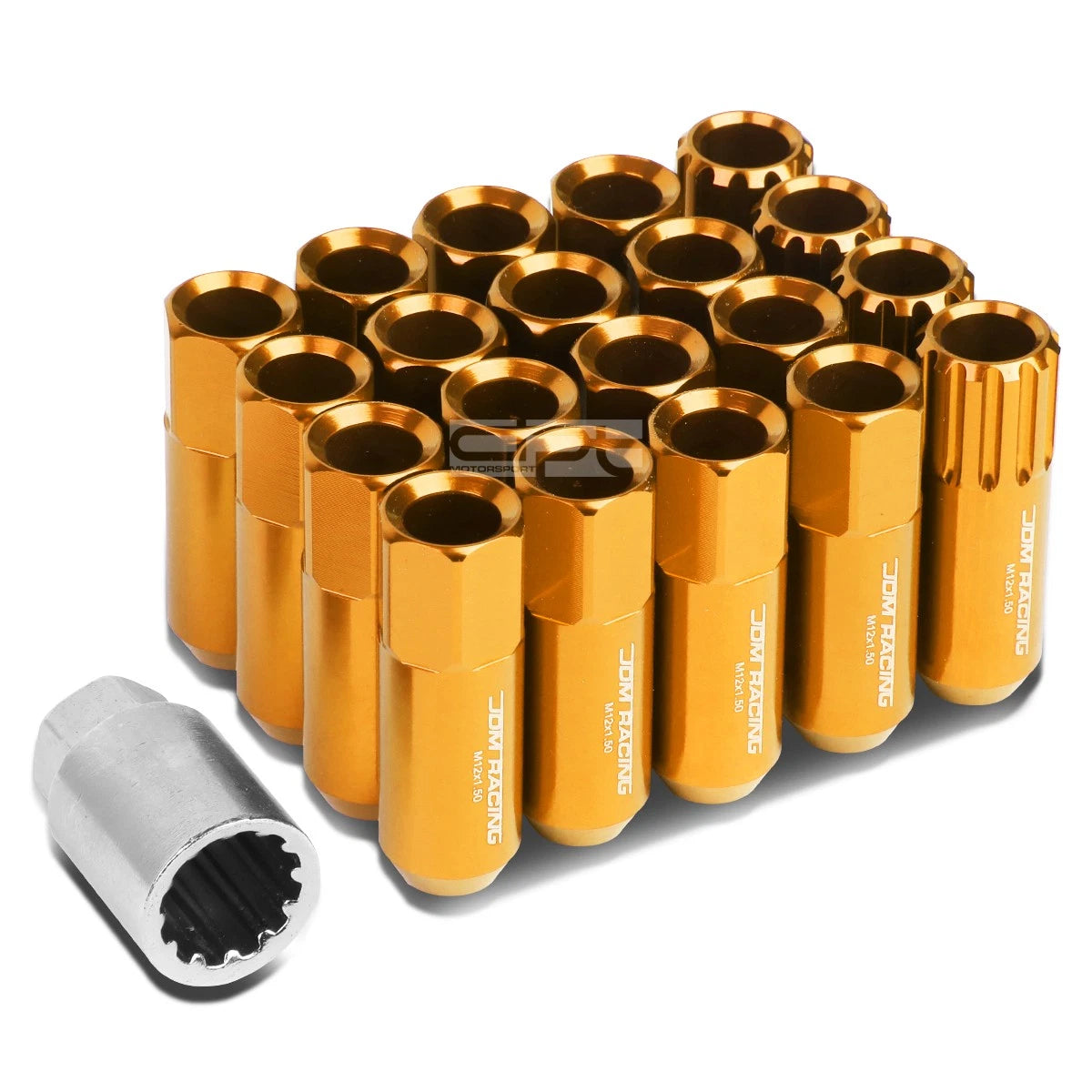 Aluminum Orange 16 Lug+4 Lock Nuts+adapter M12x1.5 20mm Od/60mm Tall