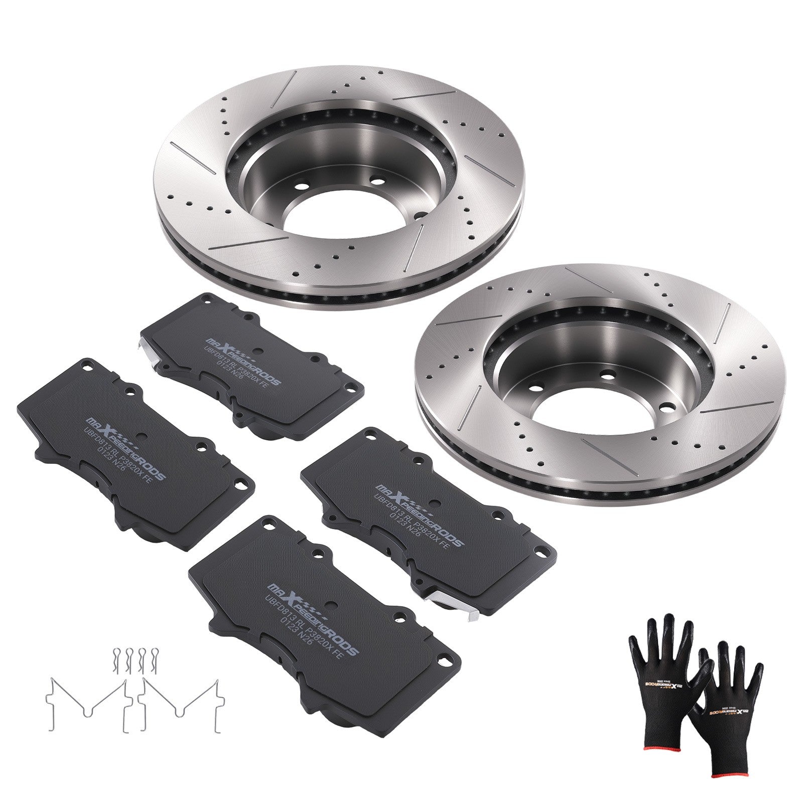 Front Drilled Slotted Brake Rotors with Pads for Toyota Tundra
