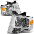 Fit 2007-2014 Ford Expedition Pair Chrome Housing Amber Side
