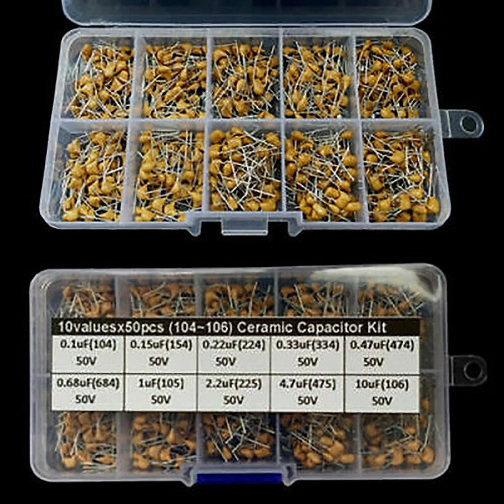 Supplies Capacitor Ceramic Kit Set 0.1uf~10uf 104-106 50 Volts