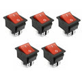 Red Lamp Rocker Switch DPST 4 Pin ON/OFF 16A 250V KCD4 201 (Pack of 5)Opens in a