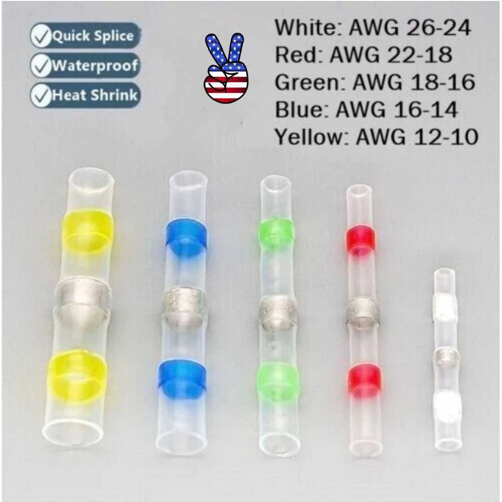 50-100x Solder Seal Sleeve Heat Shrink Butt Wire Connectors Terminals