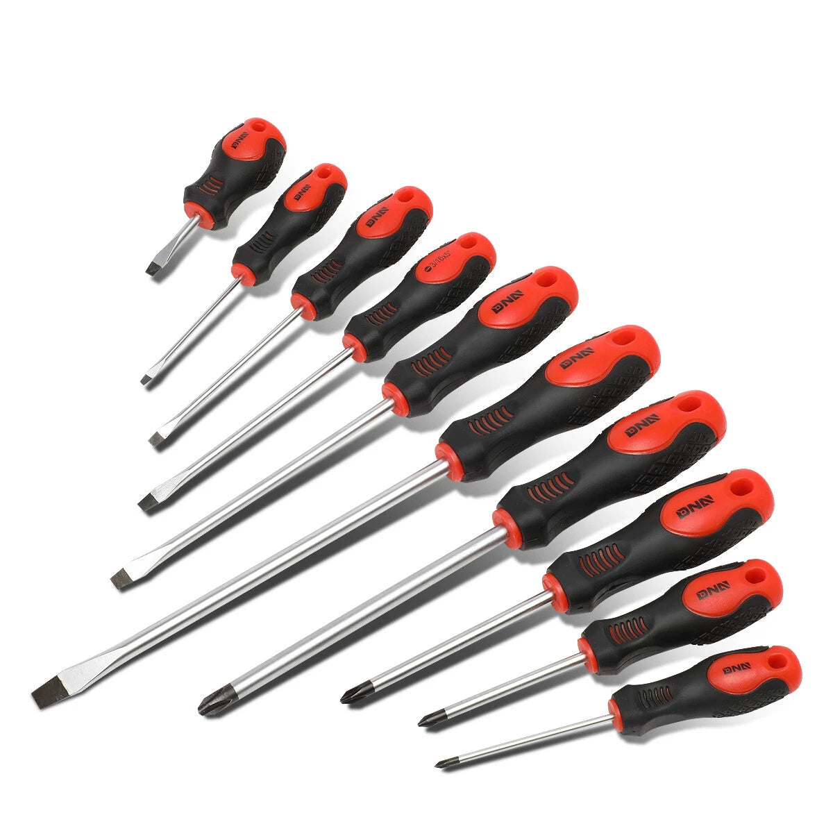Steel Magnetic Tips 4x Flat + 6x Phillips Screw Driver Set Non-slip