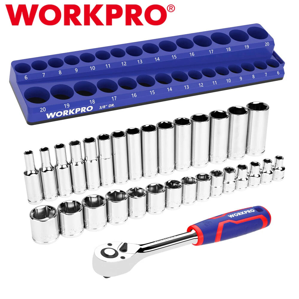 Workpro 3/8" Drive Mechanics Tool Kit 30 Metric Deep Shallow Sockets
