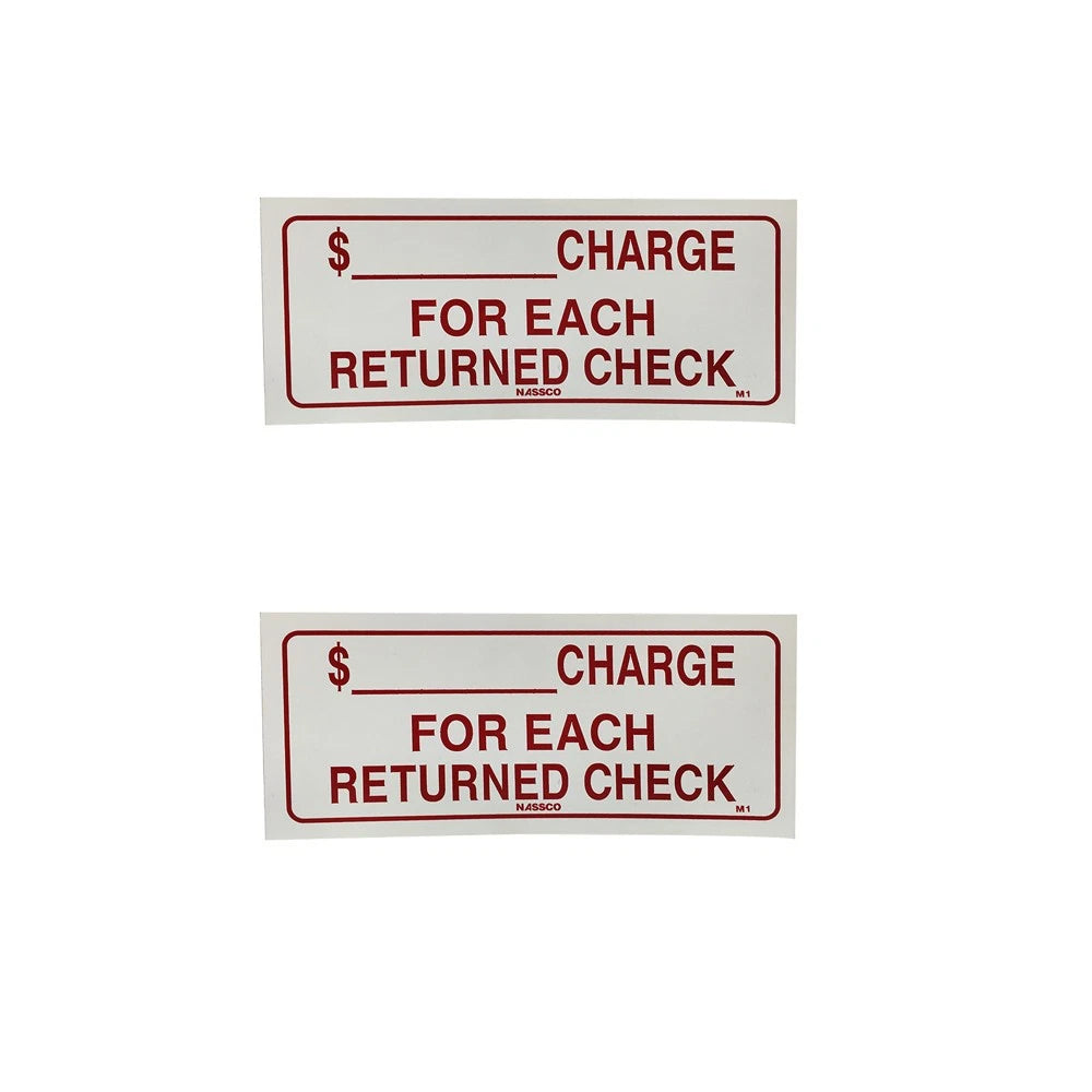9 Inch X 4 Inch Store Sign Waterproof Plastic Charge Returned Check
