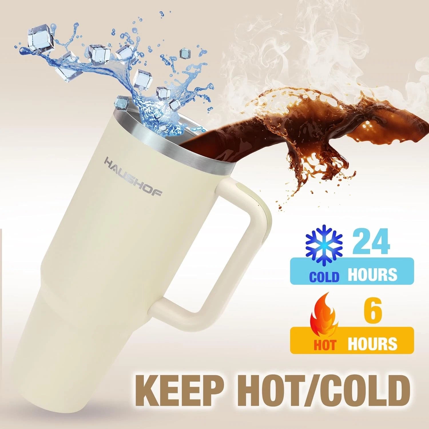 Haushof 40oz Stainless Steel Travel Mug Double Wall Vacuum Insulated