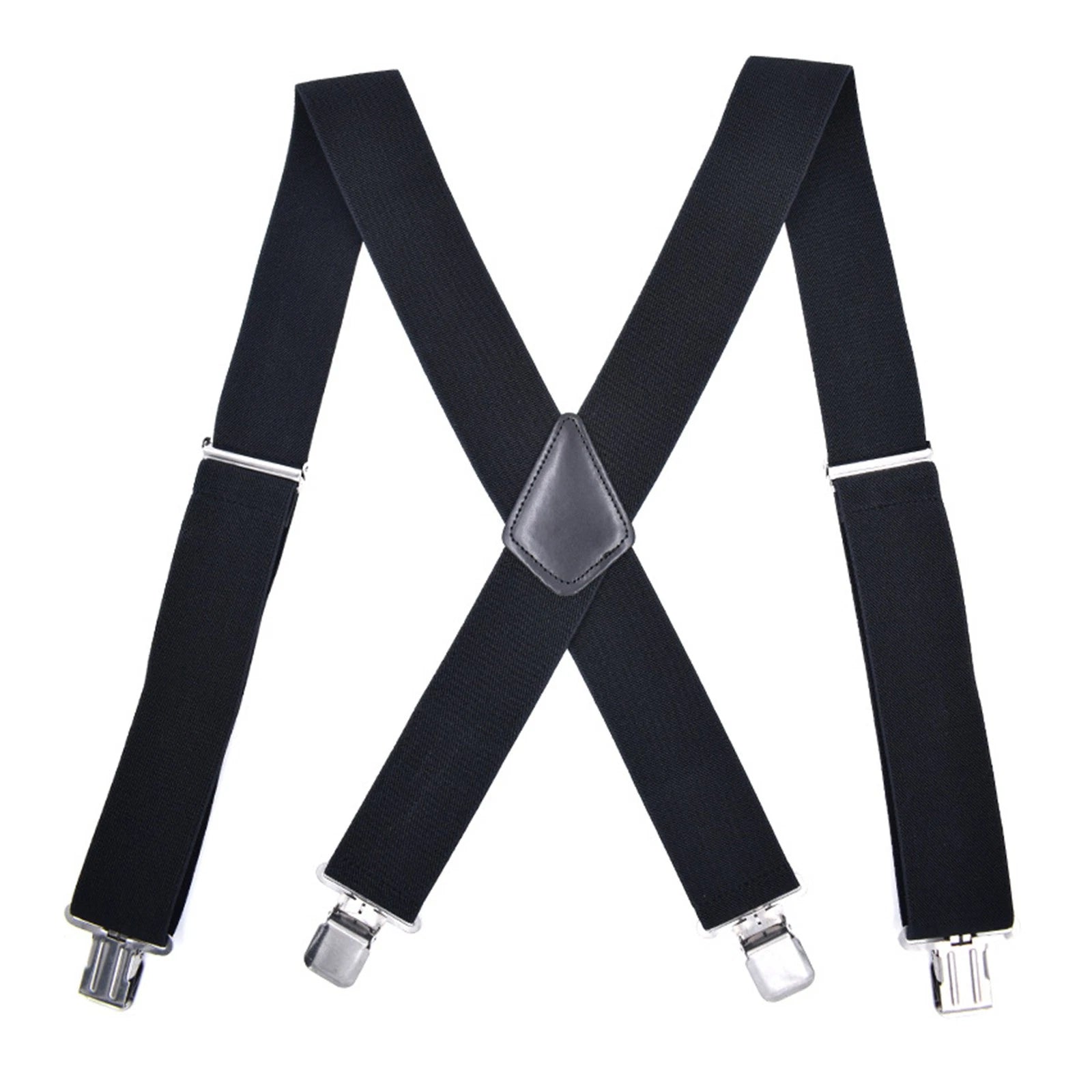 Adjustable General Pants Cross X Shape Suspender Strap Leather