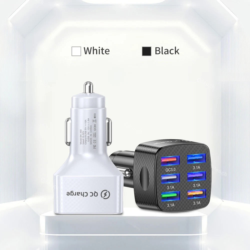 6 Usb Qc3.0 Car Charger Fast Charging Mobile Phone Quick Charge For