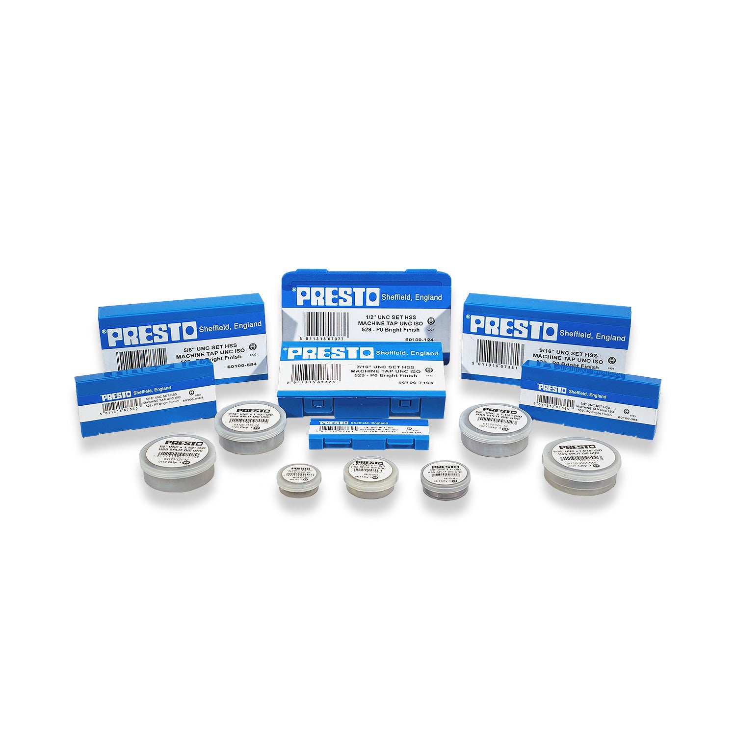 Presto Unc Taps, Dies & Second Taps Hss 1/4" - 3/4" Sizes Available
