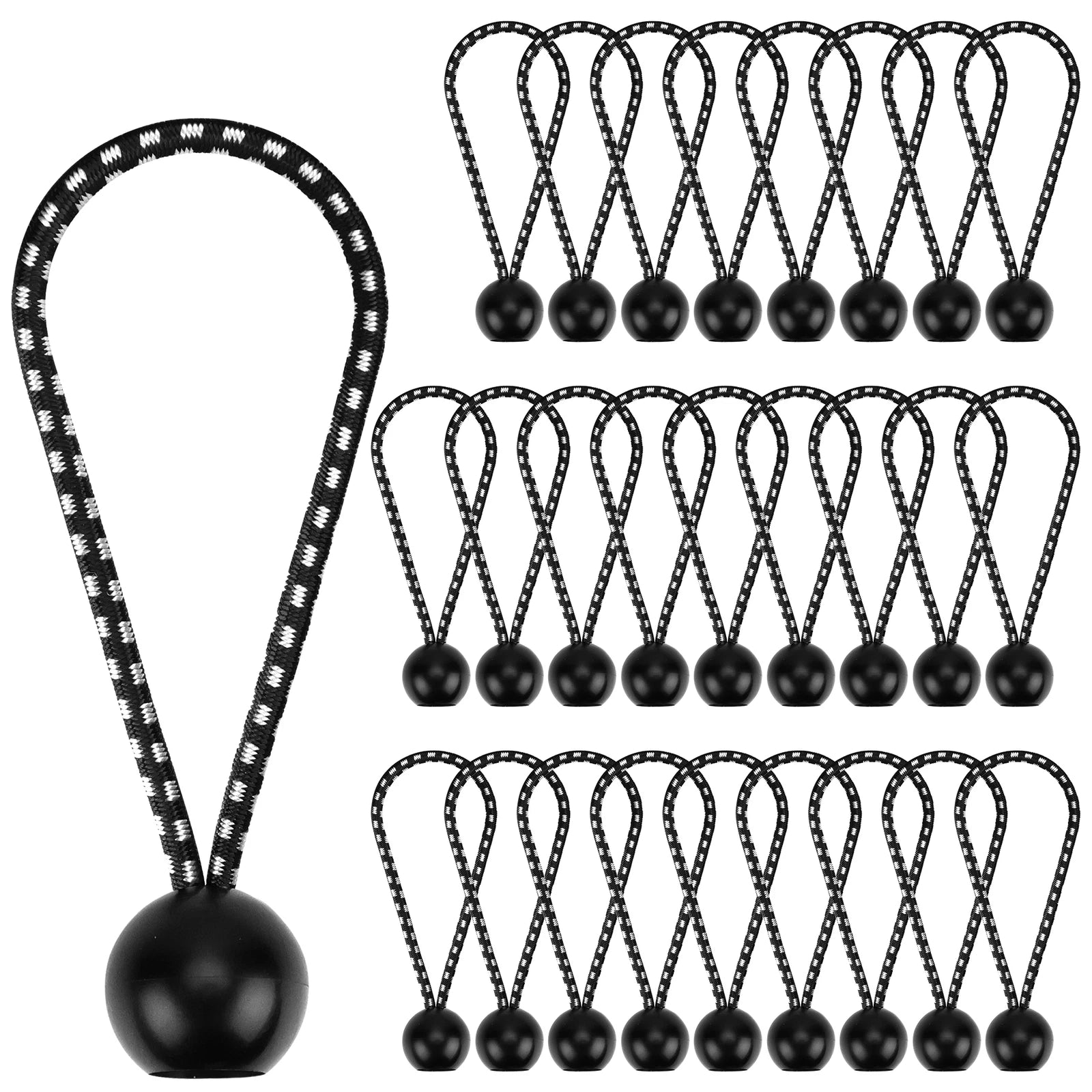 26PC Ball Bungee Cords 6" Canopy Tarp Tie Downs Straps Umbrella Awning H-Q
