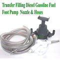 Transfer Refilling Gasoline Diesel Fuel Foot Pump Kit & Manual Nozzle