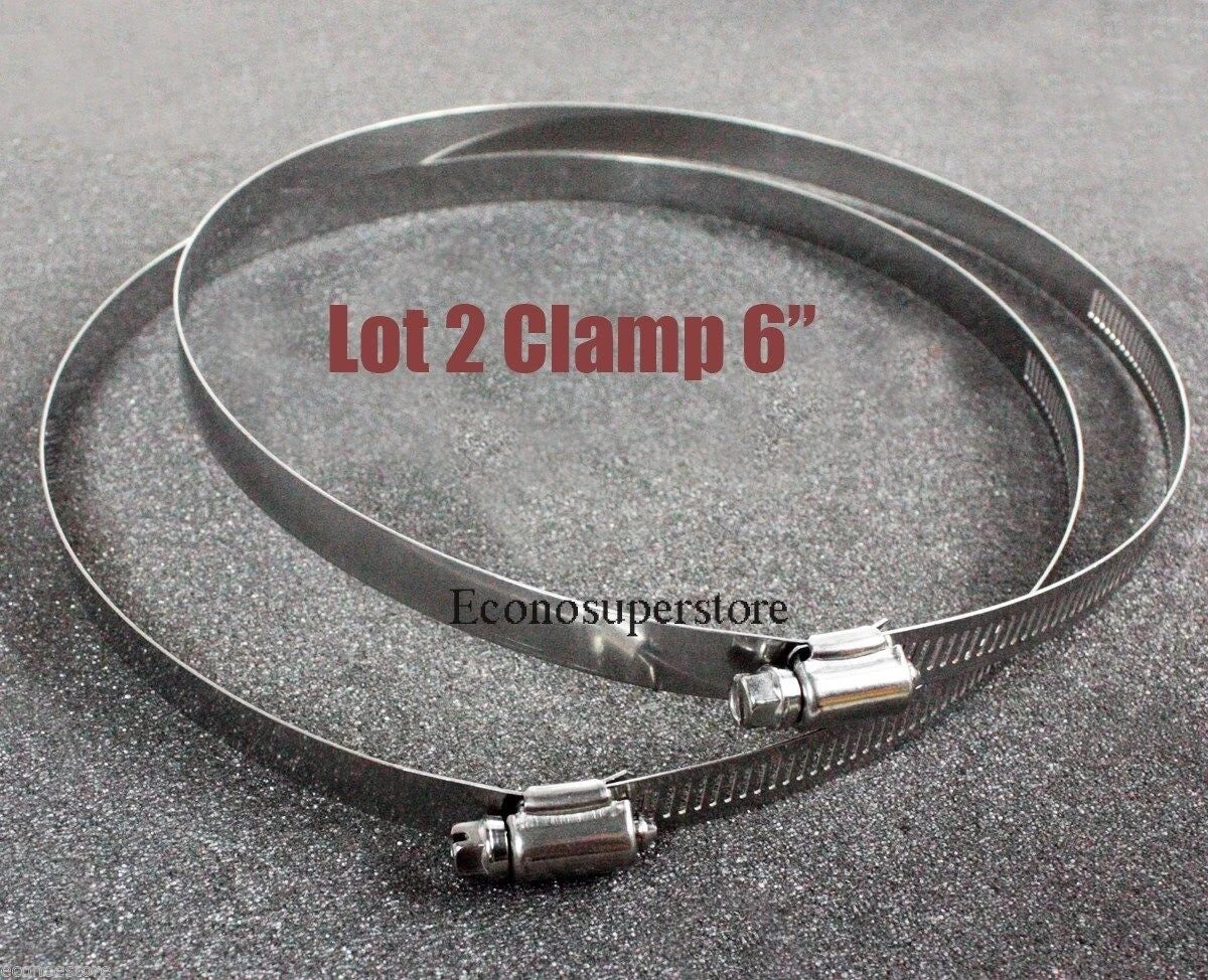Lot Two 6'' Stainless Steel Hose Pipe Adjustable Screw Bolt Clamps