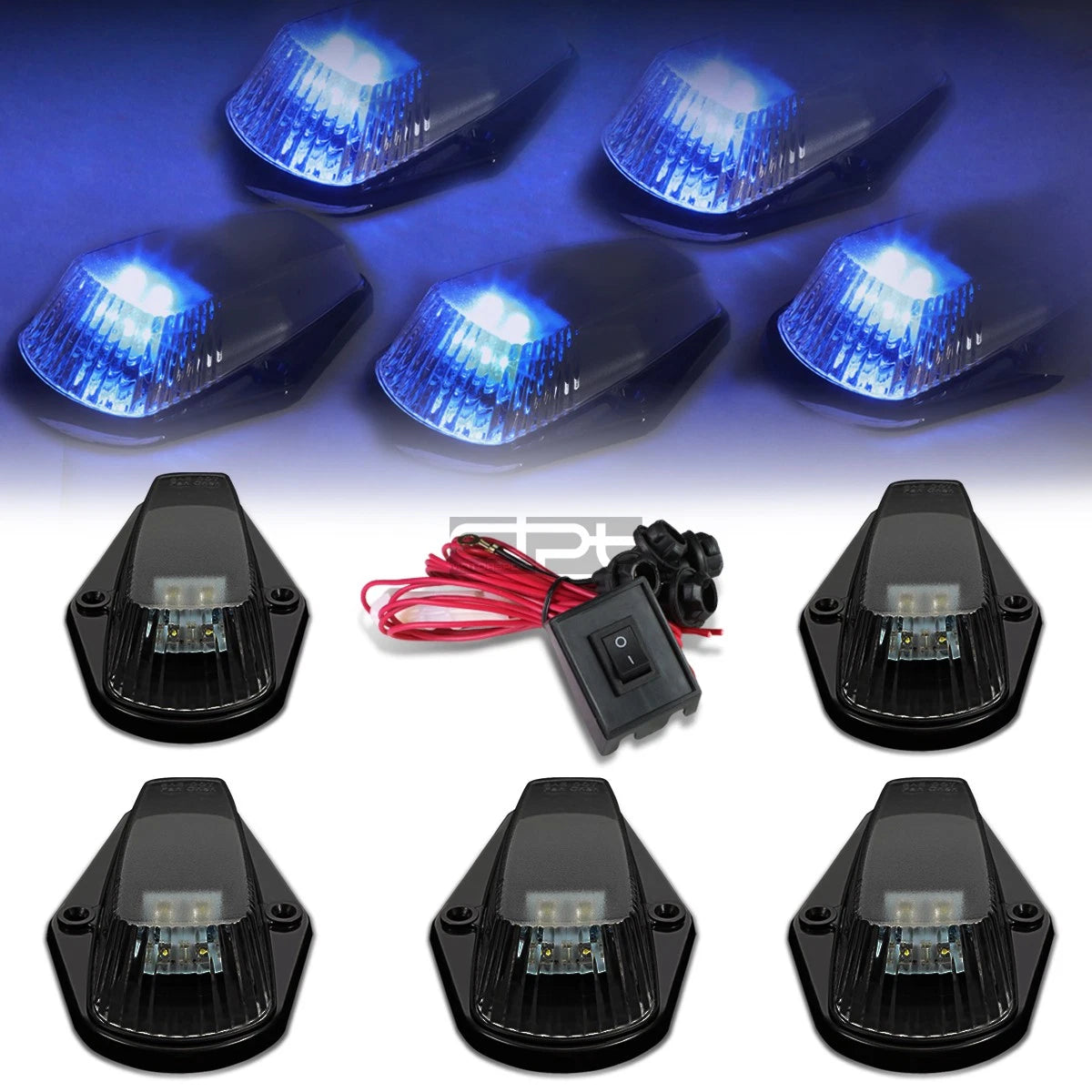 Fit 80-96 F-series Pickup Smoked Blue Led Cab Roof Running