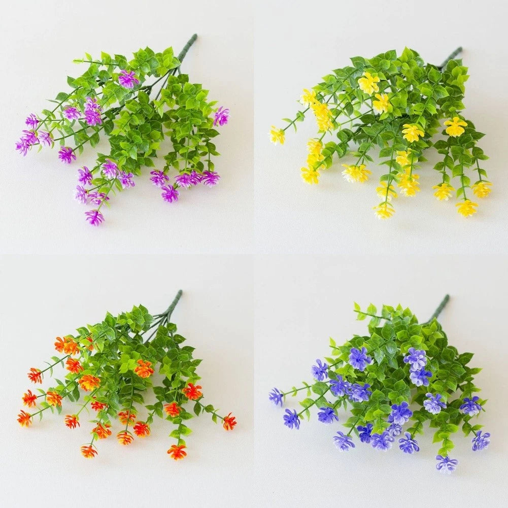 Realistic Artificial Tea Flower With Eucalyptus Leaves 36cm Plastic