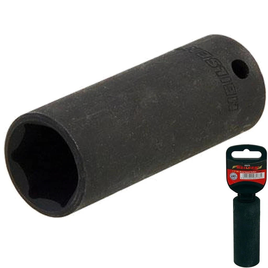 Neilsen 1/2" Drive Standard Deep Square Metric Single Impact Socket