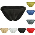 Mens Breathable Silk Briefs Underwear With Oil Shiny Glossy Fabric
