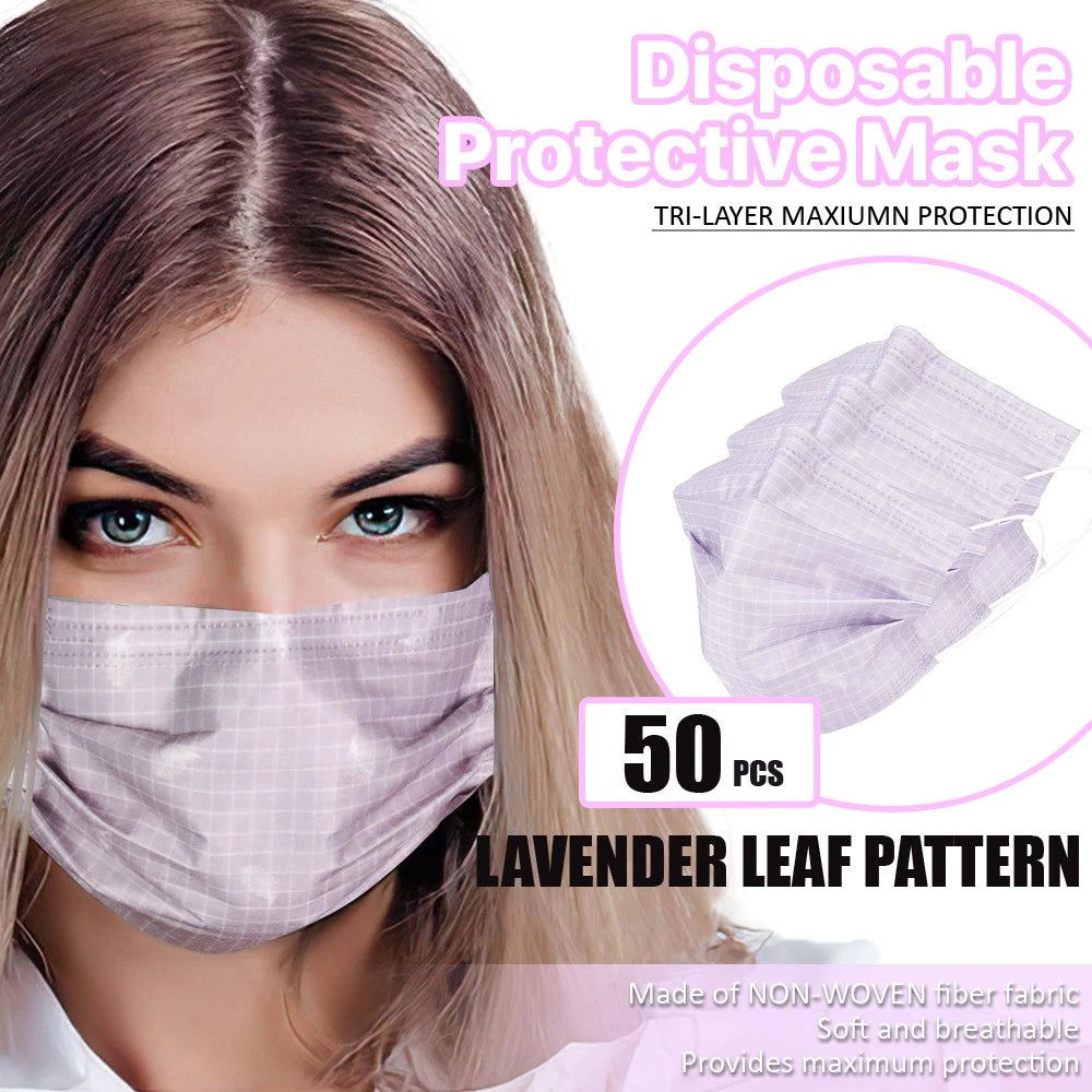 [Lavender Plaid] Disposable Face Mask 3-ply Non-medical Protection