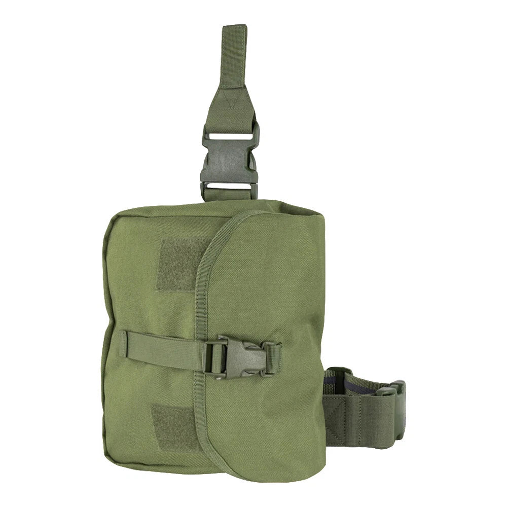 Hook And Loop Closure Tactical Gas Mask Drop Leg Pouch Rig Od Green