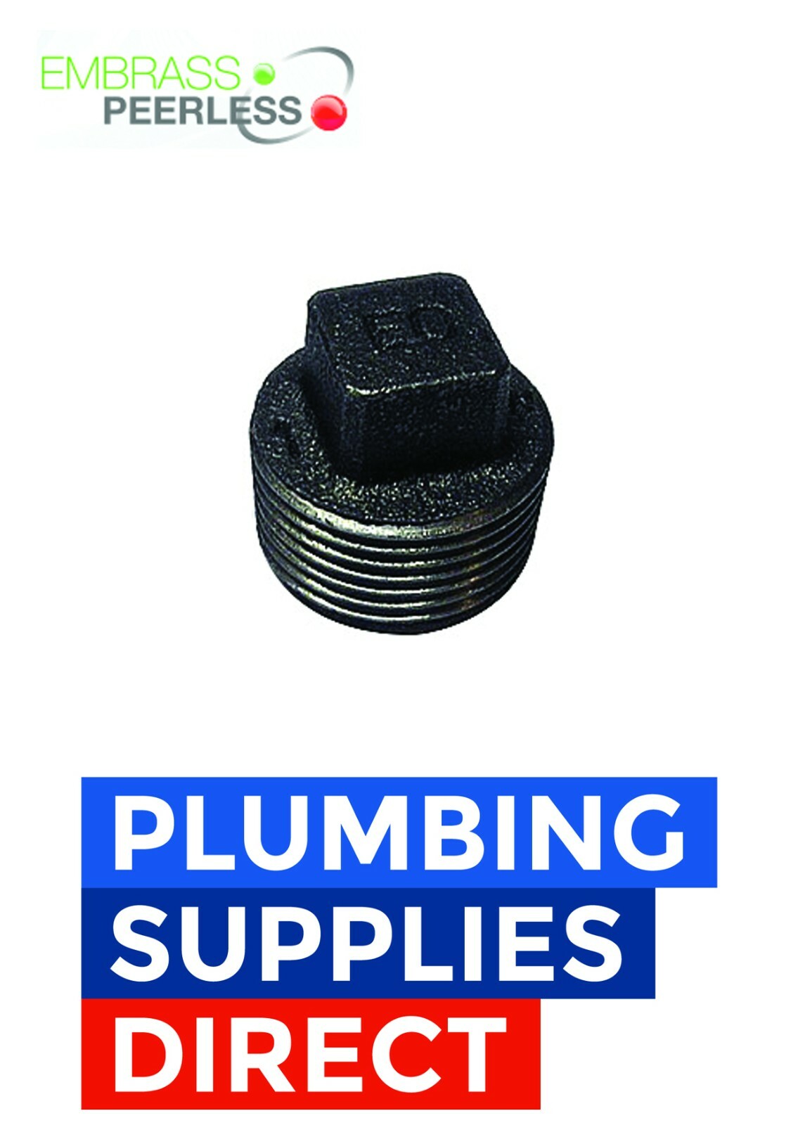 Embrass Peerless 1/2" Black Iron Male Plug