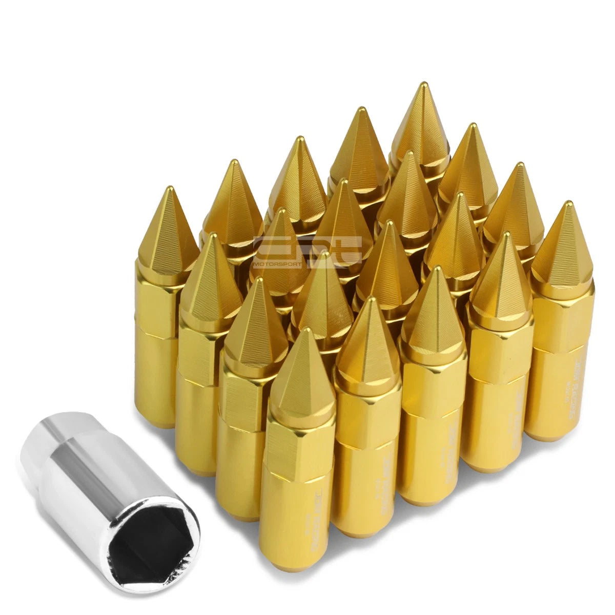 M12x1.5 90mm Tall 20mm Od Gold Aluminum Jdm Spiked Cap Lug