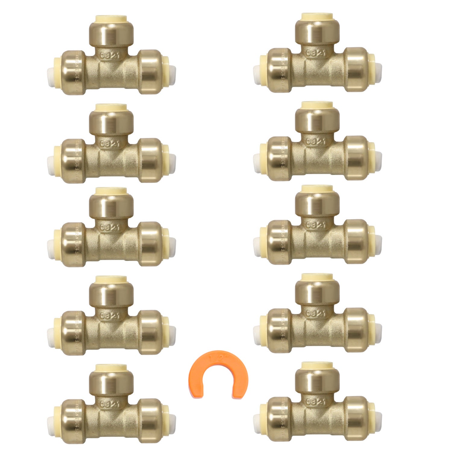 XFITTING 1/2" Push Fit Tee with Disconnect Clip - 10 Pack