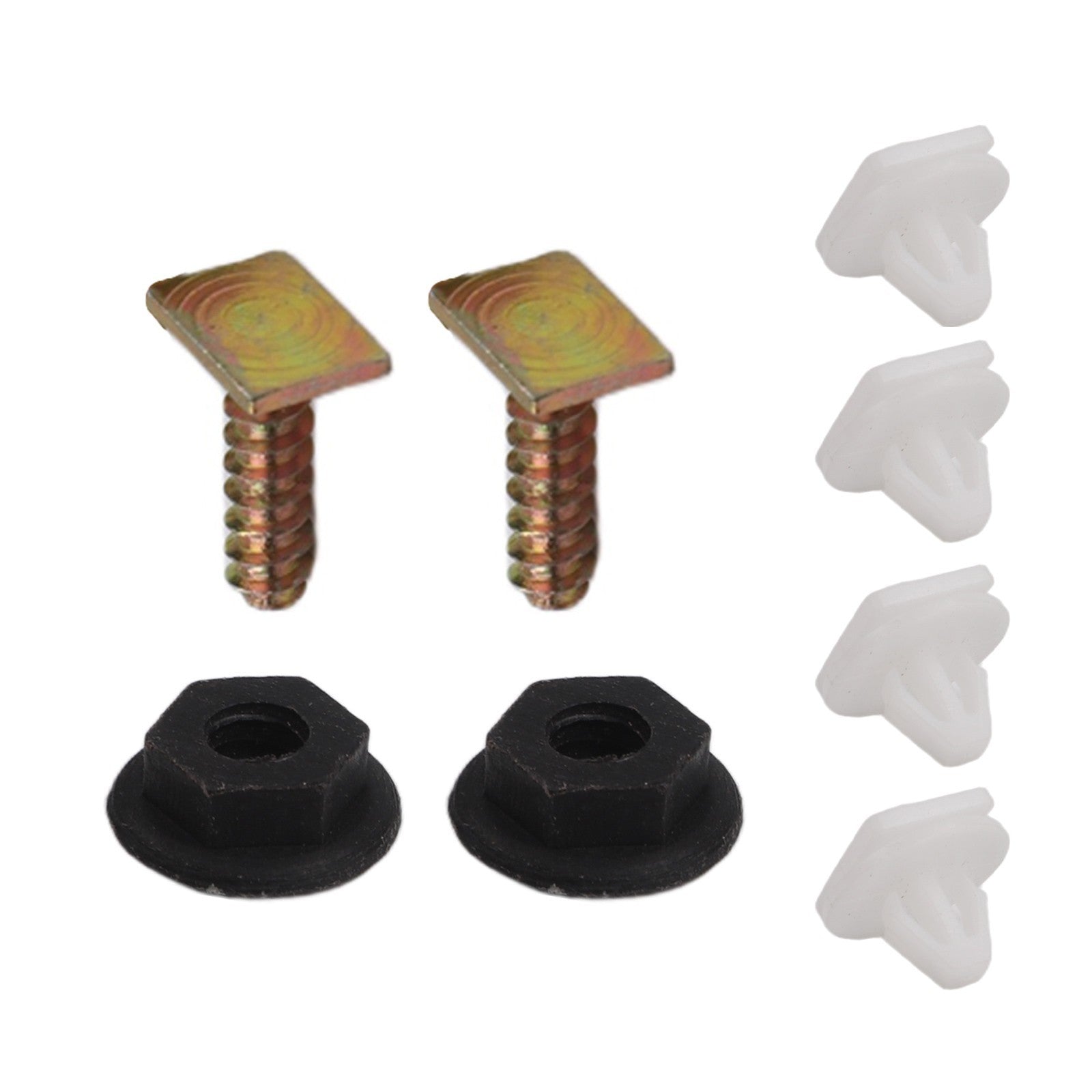 Front Trim Fastener Clips Nut Plastic Set 2* Plastic Nuts 4*Plastic White ClipsO