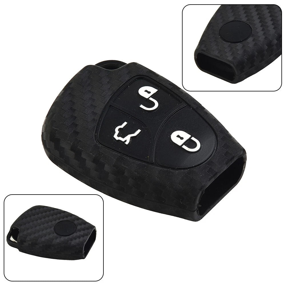 Carbon Fibr Pattrn Ky Covr For Bnz W203 W204 W211 B C Ml S Clk Cl