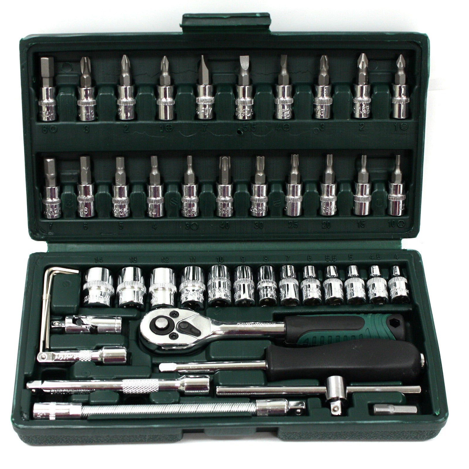 46pc 1/4-Drive Socket Set with Ratchet Wrench by Unbranded
