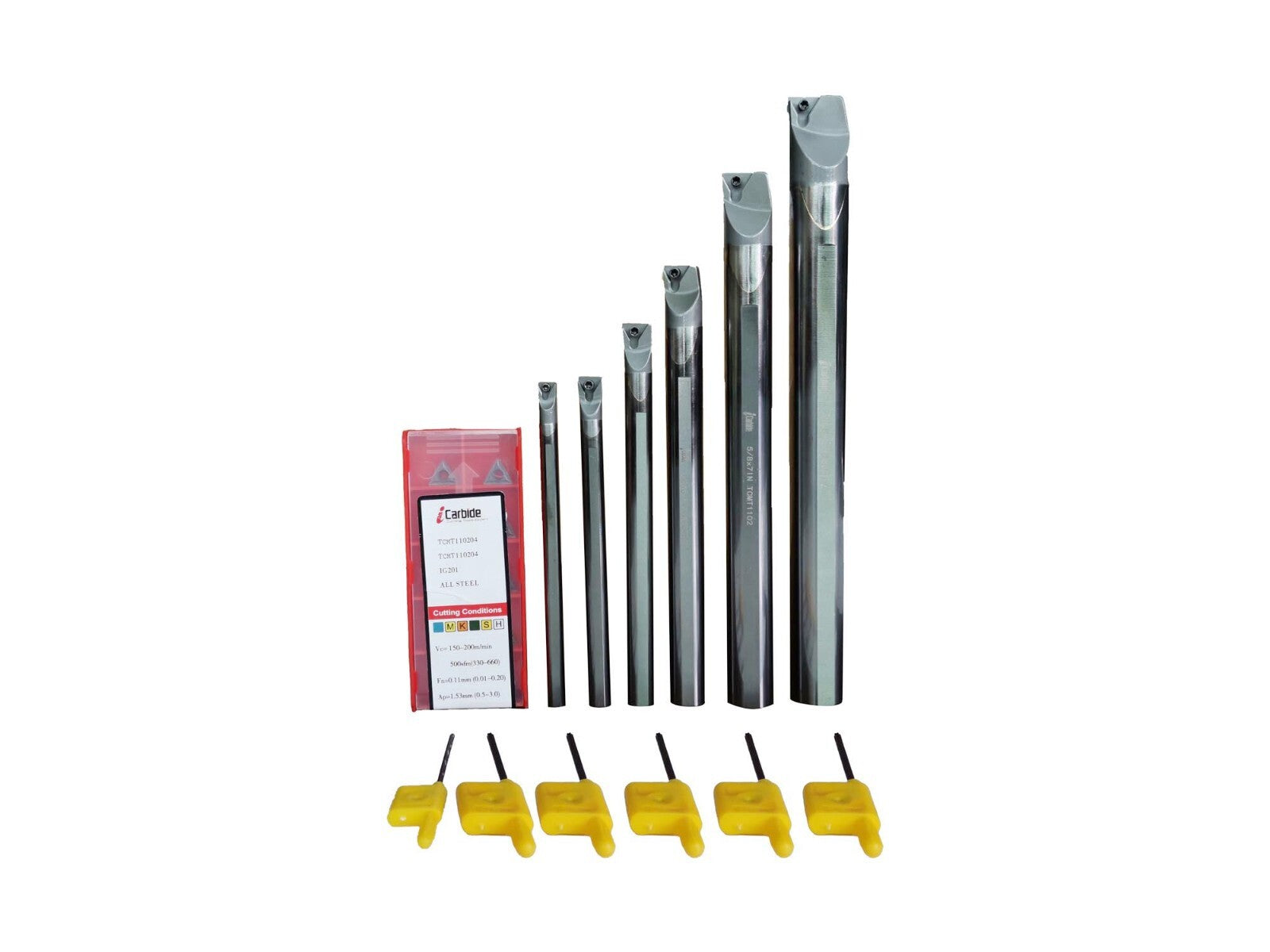 6pc Set 1/4"-3/4 " Stfcr Solid Carbide Indexable Boring Bar +6pc Tcmt