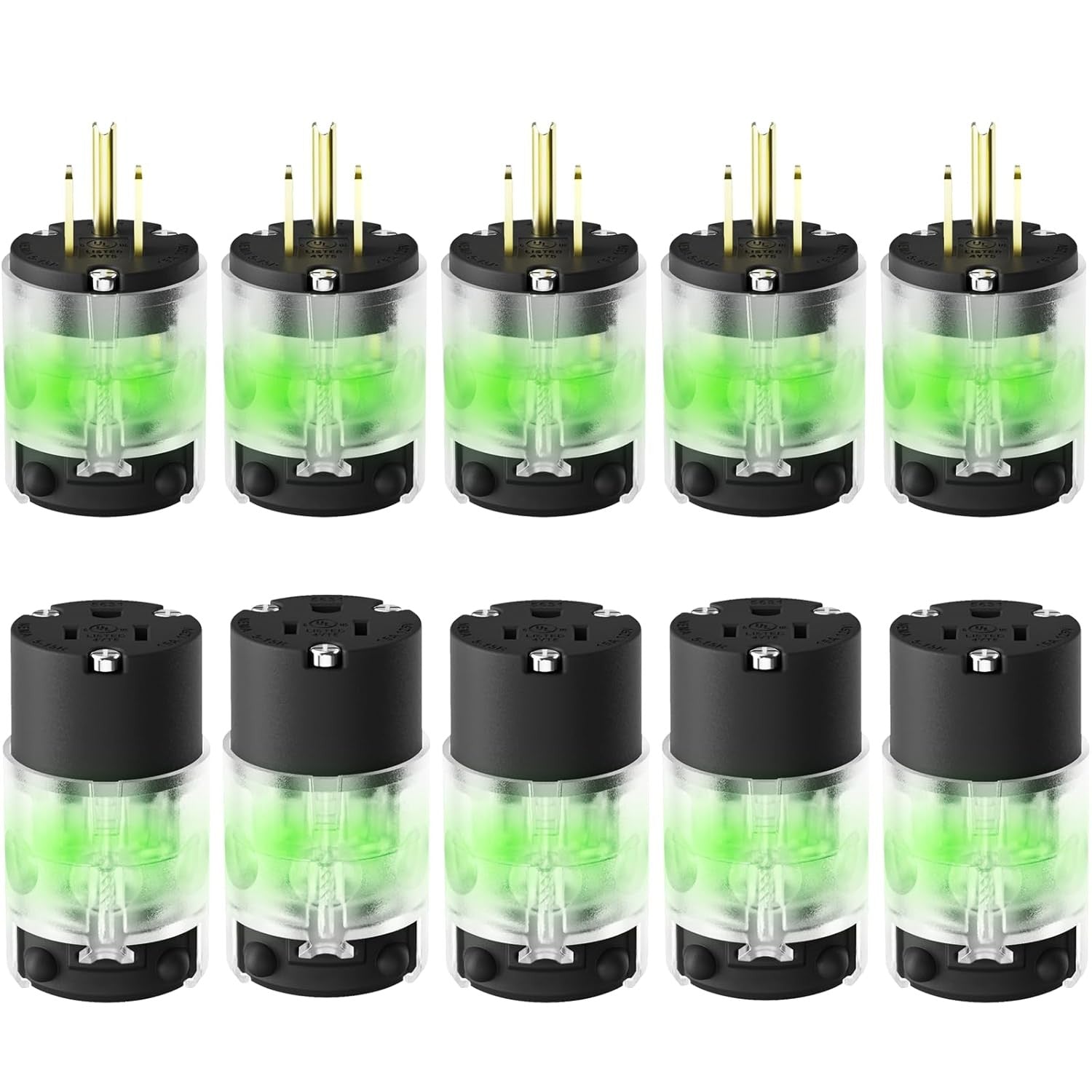 5 Set Lighted Extension Cord Ends, 15a 125V Extension Cord Replacement