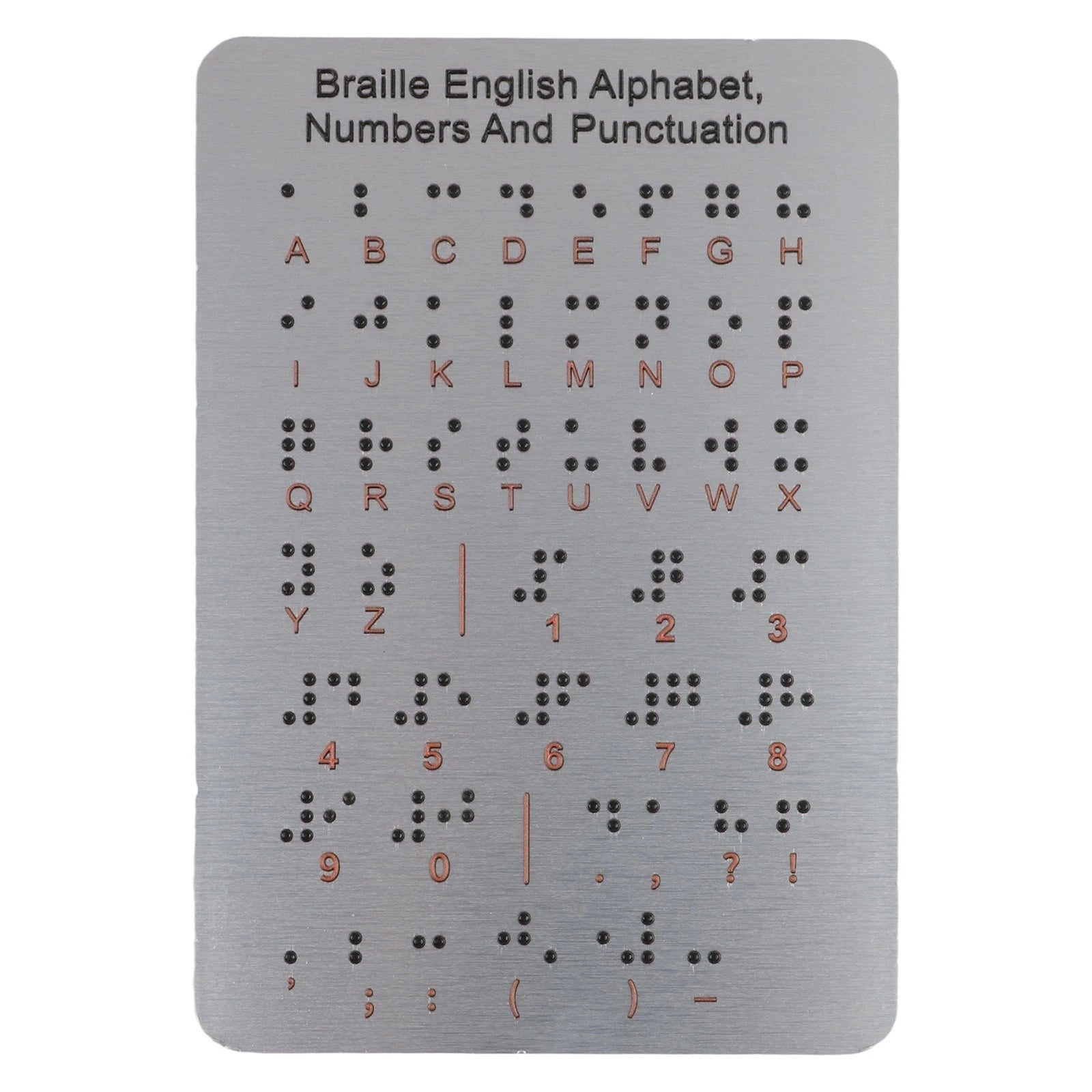 Braille Alphabet Board For For Beginners With Raised Dots Metal Design