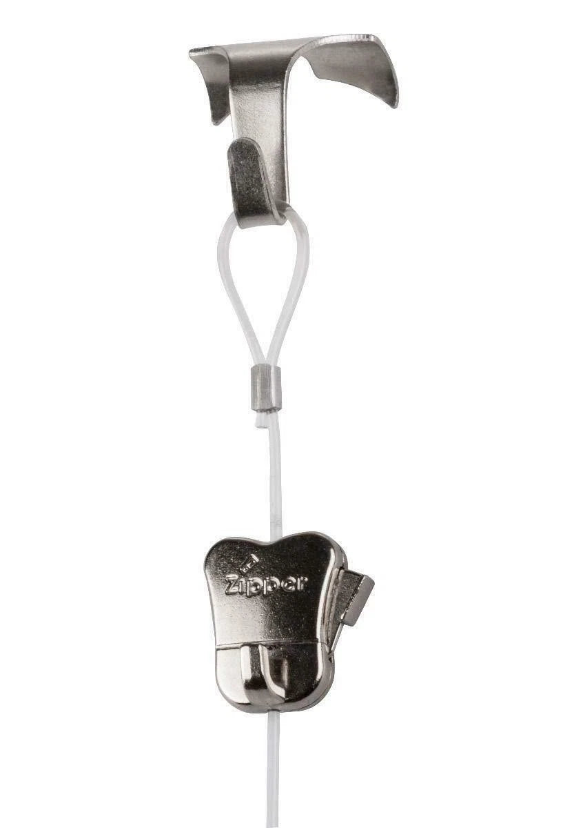 Stas Moulding Hook Chrome, Zipper & Perlon Cord Picture Hanging