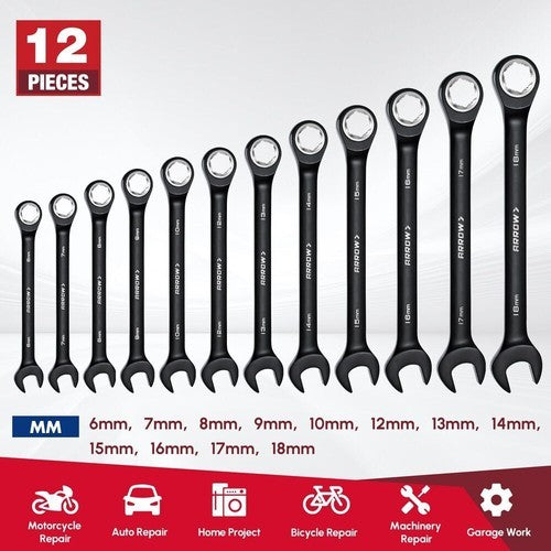 ARROW 12-Piece Metric Ratcheting Wrench Set by ARROW