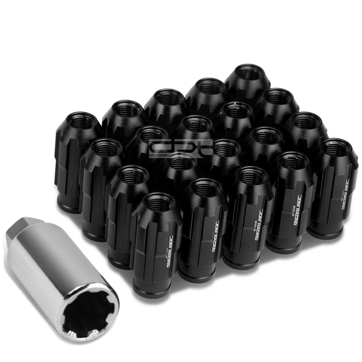 Open End M12x1.25 50mm Tall 24mm Od Black Aluminum Jdm Lug