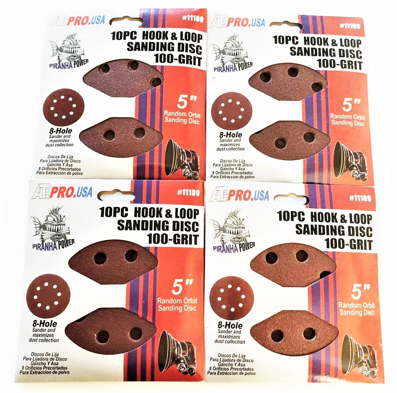 40 ATE PRO 5" HOOK AND LOOP 8 HOLE SANDING DISCS 100 GR