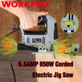 WORKPRO Jigsaw 6.5AMP 850W Corded Electric Jig Saw Tool Kit 3000SPM 7PCS Blades