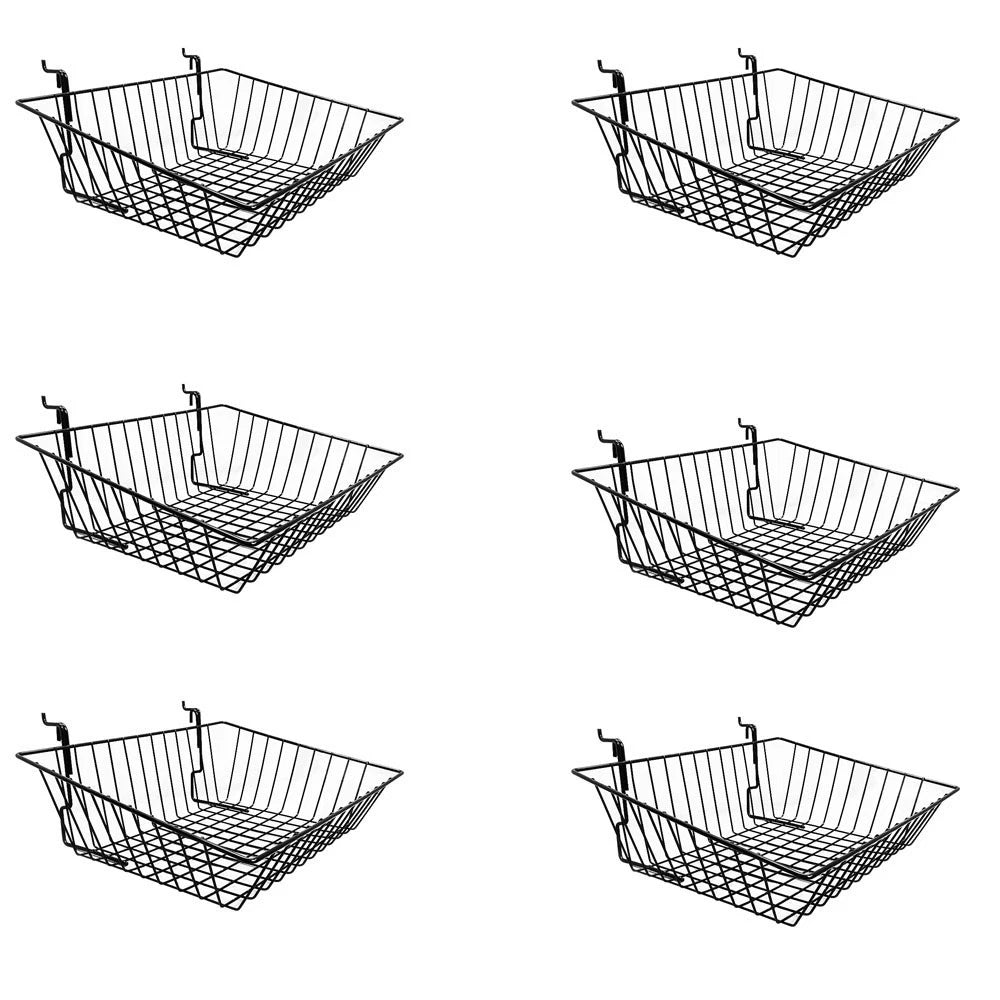 15inx12inx5in Black Slatwall Gridwall Pegboard Front Sloping Basket