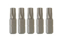 5pc-pack S2 Steel 6.25mmx25mmL Torx Star Tamperproof Bits:T8H-T40H