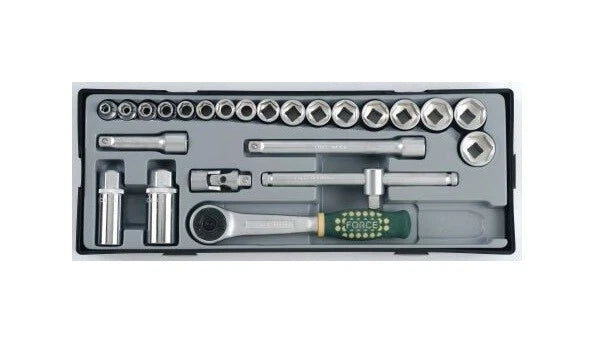 Force T3251-72-5 3/8" Dr 6-22mm 6pt Socket &amp; Accessories 24pc 72T Ratchet Wrench