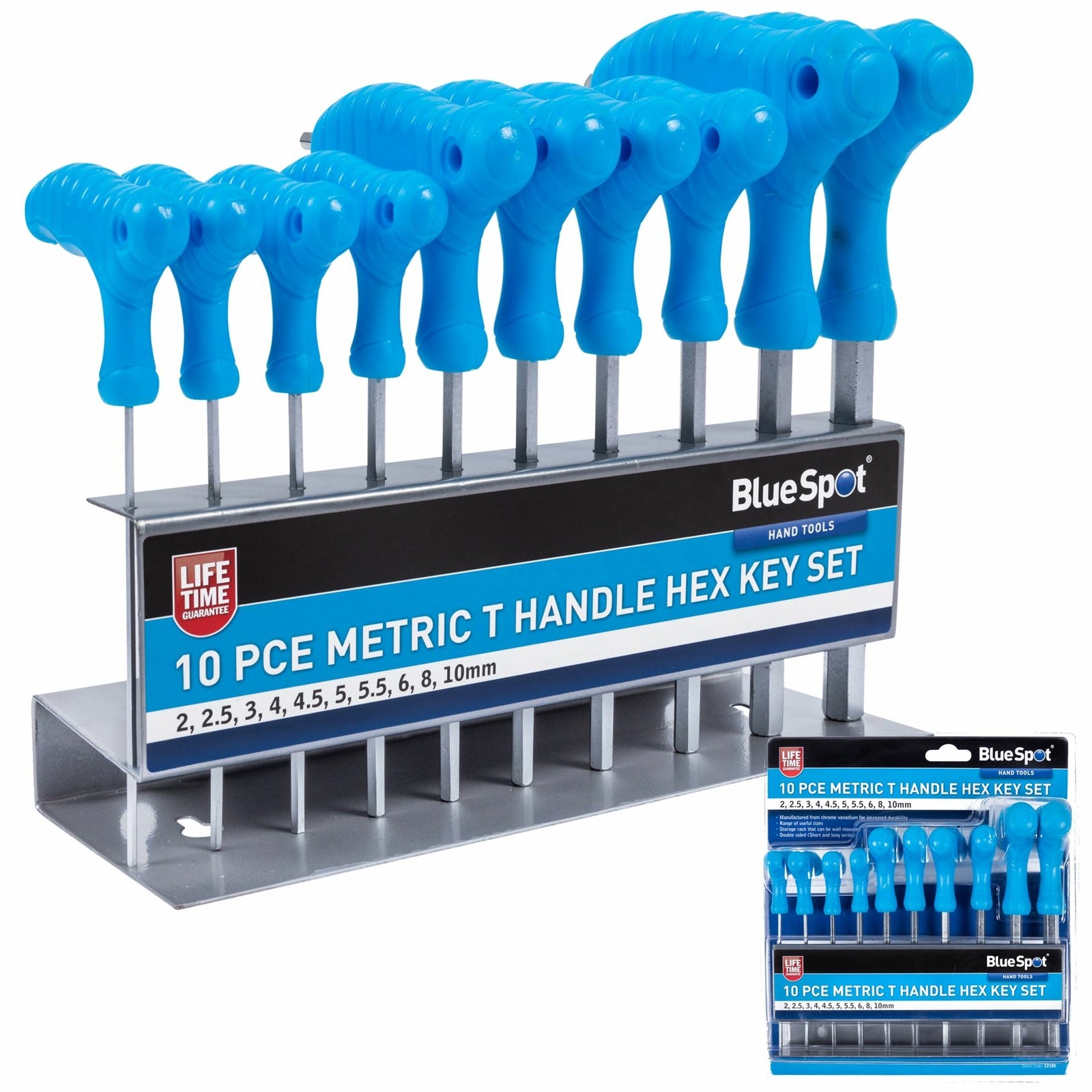 Bluespot 10pc Long Metric Hex Allen Key Set 2mm - 10mm by BlueSpot