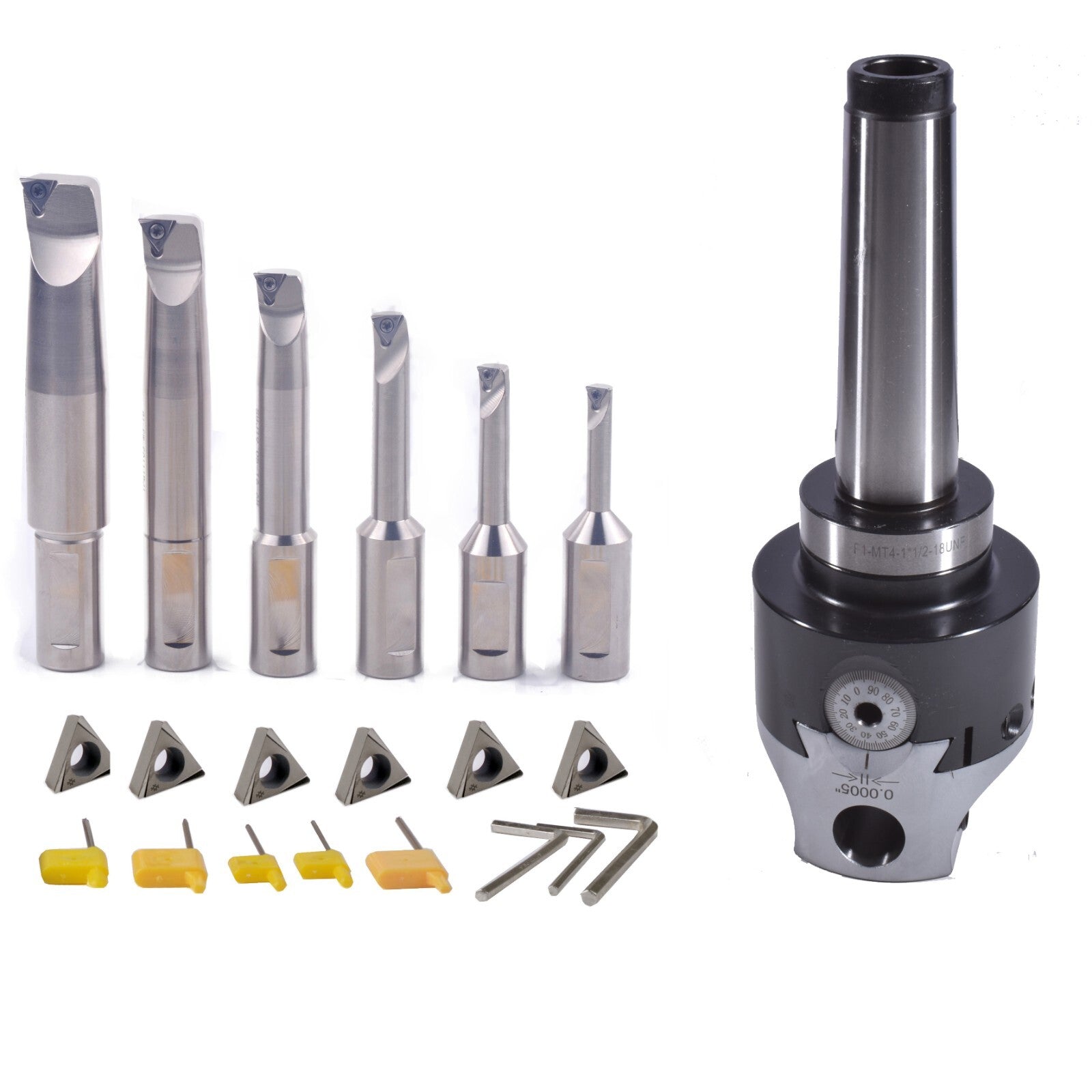 Mt2 2inch Boring Head Set With 6 Indexable Boring Bar And 6