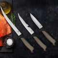 MOSSY OAK 3PCS Fishing Fillet Knife Set Stainless Steel Filet Knives with Sheath
