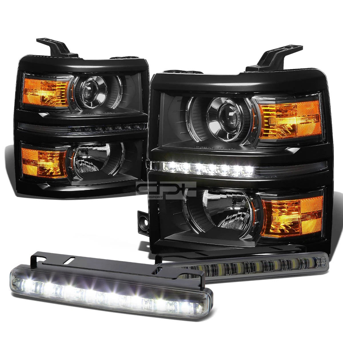 Black Projector Head+drl+bumpe<wbr/>r+smoked Led | Built Supply Co