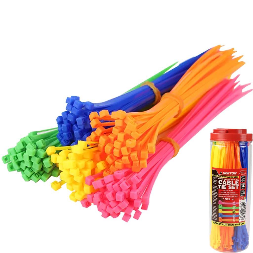 Dekton 250pc Assorted High Vis Cable Ties by Dekton