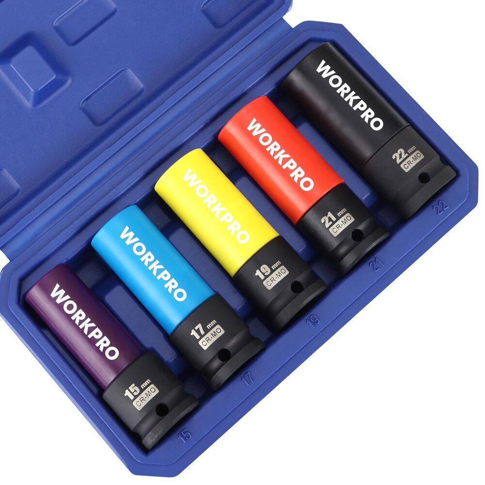 WORKPRO 5PC 1/2" Drive Impact Lug Nut Socket Set