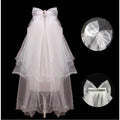 Bridal Headpiece White Fairy Design Double Layer With Bow Pearl Hair
