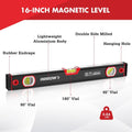 ARROW 16-Inch Level, Magnetic Torpedo Level with 45°/90°/180° Bubbles Aluminum