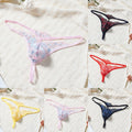 Lace Mesh Men's Thong Underwear With Bulge Pouch And Print Pattern